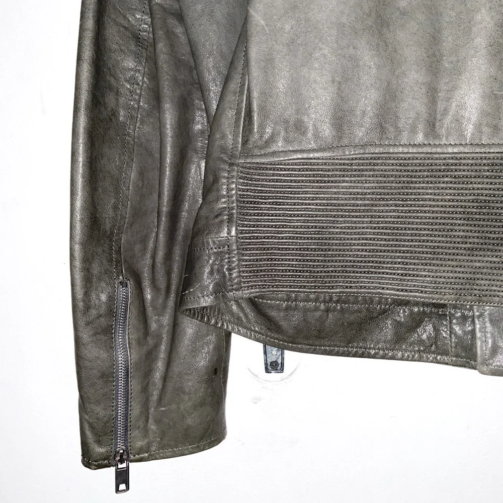 Marc Jacobs Biker/Motorcycle Leather Jacket Gray - Picture 6 of 9